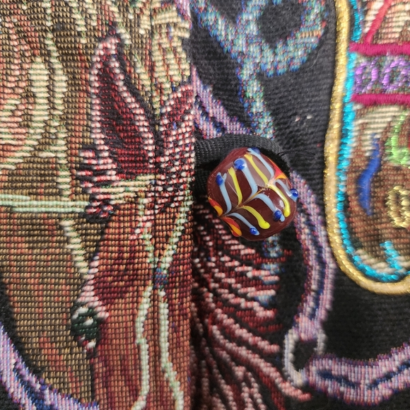 Vintage 90s Daniel K Embroidered Tapestry Horse Head Print Woven Blazer Jacket S - Picture 13 of 13